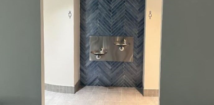 Commercial Installation- wall tile in a water fountain area
